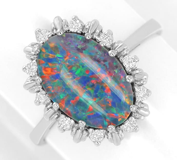 Foto 3 - Schillernder Opal Triplette Diamanten-Ring, S2850