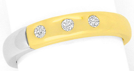 Foto 2 - Brillant-Diamantring mit 3 Diamanten Gelbgold-Weißgold, S4179
