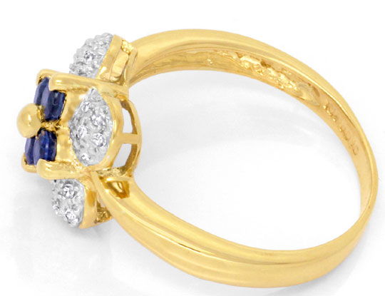 Foto 3 - Diamant-Ring 24 Diamanten 4 Top Saphire 18K Gold, S6811